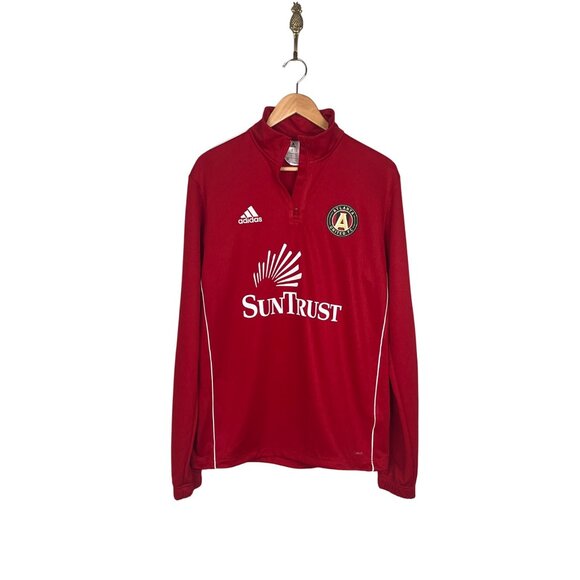 Adidas Atlanta United FC Soccer Futbol 1/4 Quarter Zip Red Pullover Mens Sz. M - Picture 1 of 6
